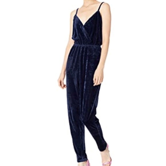 cupcakes and cashmere womens Cameo Velvet Cross Front Jumpsuit W/ Tapered Leg - Picture 1 of 6